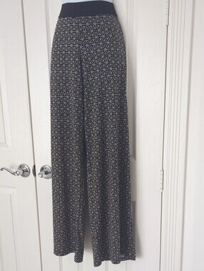 Alfani Black, Gray & Teal Geometric Wide Leg Palazzo Pants